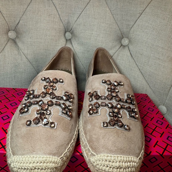 Tory Burch Embellished Suede Jewel Espadrille